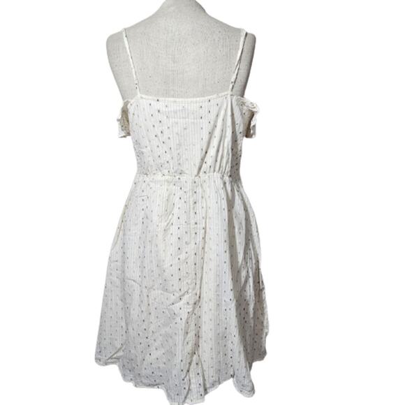 White Metallic Dot Mini Dress Size Medium - Picture 2 of 6